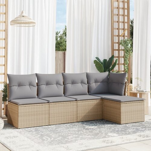 VidaXL 5-dijelni vrtni set sofa s jastucima bež od poliratana Slike