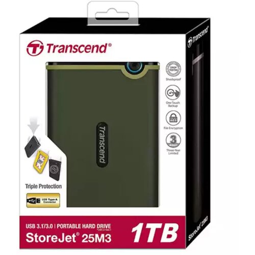 Transcend StoreJet (TS1TSJ25M3G) 1TB zeleni eksterni hard disk Slike