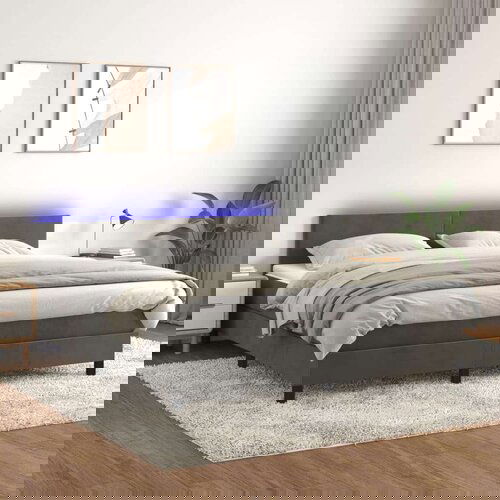  Box spring s madracem LED tamnosivi 160x200 cm baršun Cene