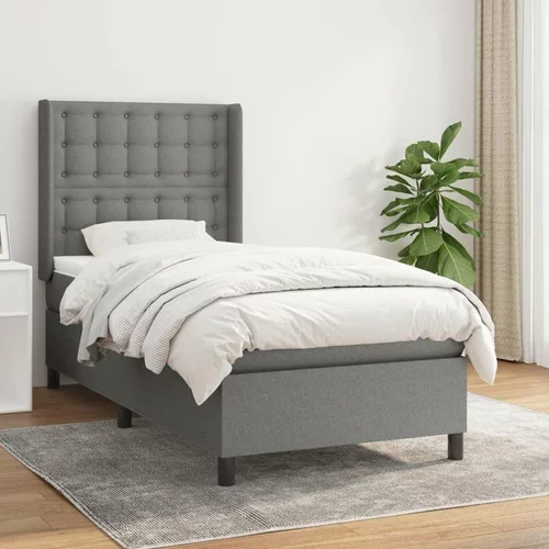  Box spring postelja z vzmetnico temno siva 80x200 cm blago, (20902293)