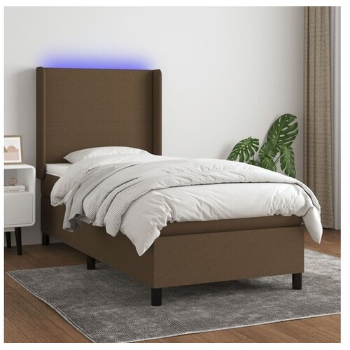  Krevet box spring s madracem LED tamnosmeđi 100x200 cm tkanina Cene