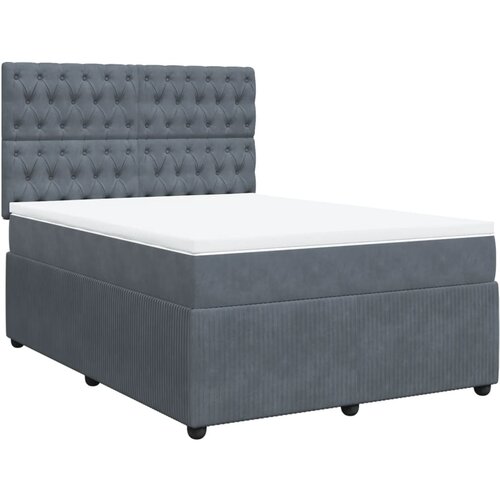 VidaXL Box spring postelja z vzmetnico temno siva 140x200 cm žamet, (21308433) Slike