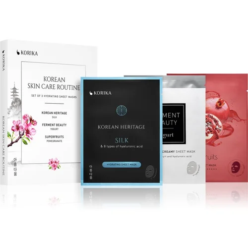 KORIKA KOREAN SKIN CARE ROUTINE SET OF 3 HYDRATING SHEET MASKS set (s hidratantnim učinkom)