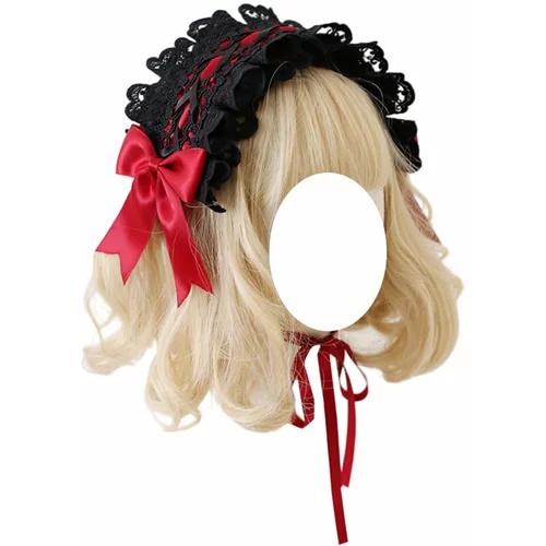 Generic Ženski naglavni trak Lolita, črna čipkasta služkinja, naglavni trak, dodatek za lase, dekliški gotski naglavni trak za kostumsko zabavo Cosplay, (21077409)