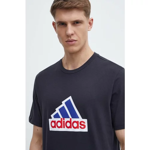 Adidas Bombažna kratka majica moška, črna barva, IS9596