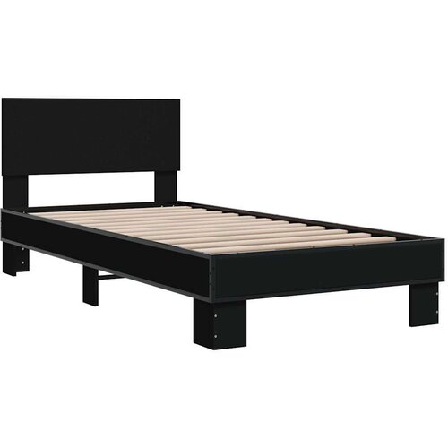 VidaXL Okvir za krevet crni 75 x 190 cm od konstruiranog drvo i metal Slike