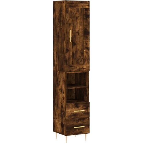 Maison Chic Visoka omara - Komoda - Predalnik dimljeni hrast 34,5x34x180 cm inženirski les, (21721702) Slike