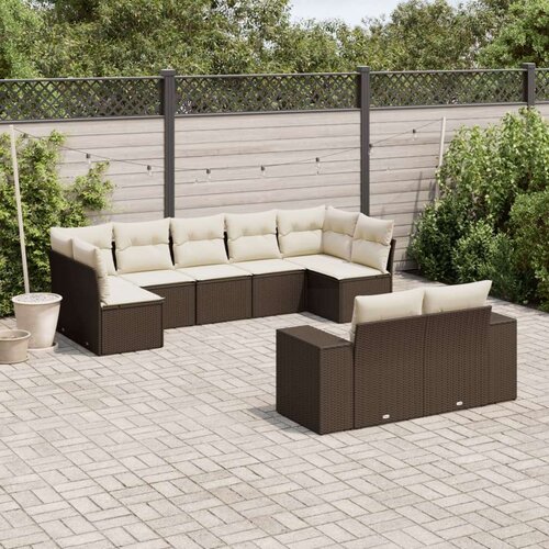 vidaXL 9-dijelni set vrtnih sofa s jastucima poliratan smeđi Cijene