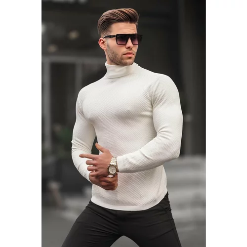 Madmext Bone Color Turtleneck Men's Knitwear Sweater 6306