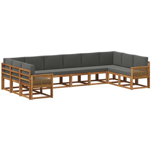 vidaXL Zunanja garnitura za sedenje 10 pcs Naravna in antracitna, (5000282239) Cene