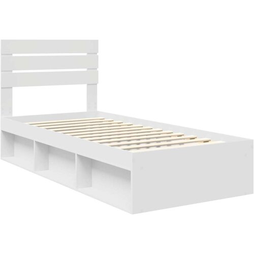  Okvir za krevet Bijelo 75 x 190 cm Čvrsto borovo drvo Slike