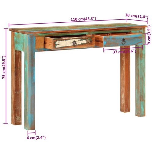  Konzolni stol 110 x 30 x 75 cm od masivnog obnovljenog drva Slike