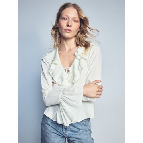 Reserved Bluza s volanima - krem Cene