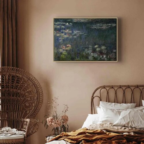  Slika - Claude Monet &amp;ndash; Waterlilies: Green Reflections 60x40 U prirodnom drvenom okviru Slike