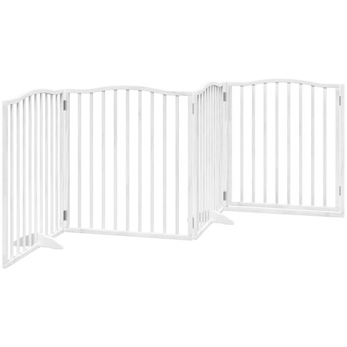  Vrata za pse s vrata&amp;scaron;cima 4 panela sklopiva 320 cm drvo topole Bijela 80 x 90 x 2 cm Slike