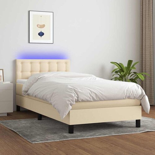 box spring s madracem LED krem 80 x 200 cm od tkanine Cijene