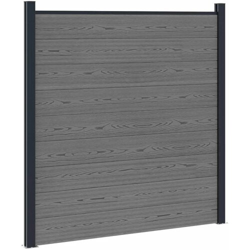  Set ograde 1311 x 186 cm WPC i aluminij Siva - Siva 7 dijelova + 1 nagnuti dio (tamnosivi stup) Slike