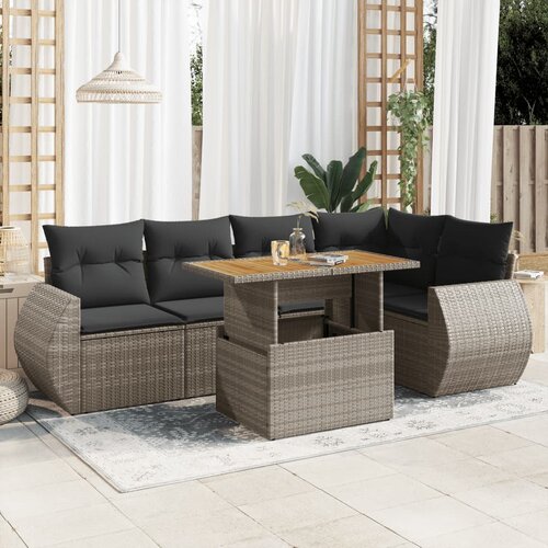 vidaXL 6-dijelni set vrtnih sofa od poliratana s jastucima sivi Cijene