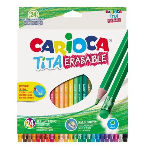 Carioca Tita 24-delni komplet barvnih svinčnikov z radirko na vrhu - Cene