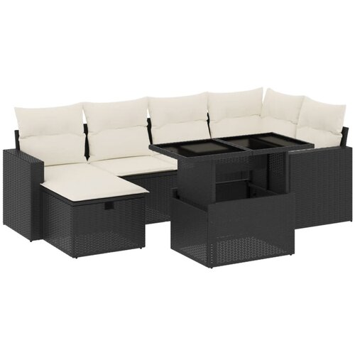 vidaXL 7-dijelni set vrtnih sofa od poliratana s jastucima crni Cijene