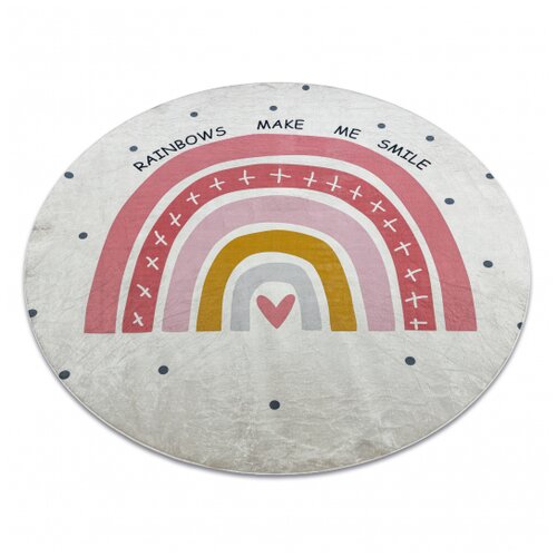 RugsX BAMBINO 47810 krog pralna preproga Mavrica, pike za otroke protizdrsna - belo / roza cercle 80 cm, (5000175544) Cene