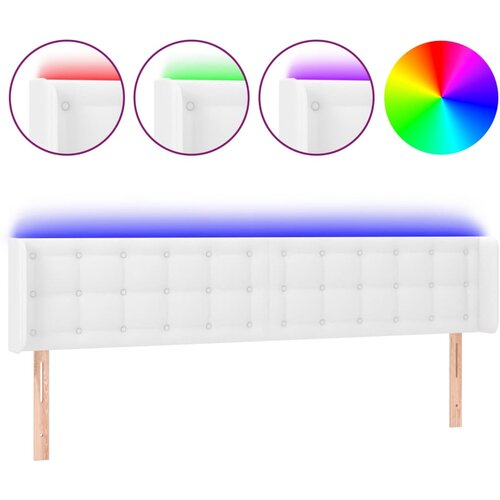 Maison Chic led posteljno vzglavje - vzglavna omarica - nočna omarica belo 183x16x78/88 cm umetno usnje, (21710185) Cene