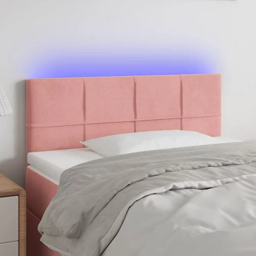 vidaXL LED uzglavlje ružičasto 100x5x78/88 cm baršunasto