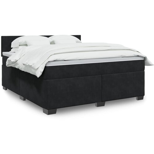 vidaXL Box spring postelja z vzmetnico črna 180x200 cm žamet Cene