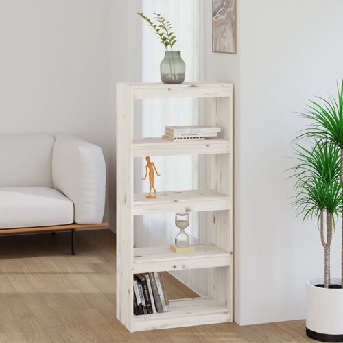 VidaXL knjižna omara / pregrada bela 60x30x135,5 cm trden les Slike