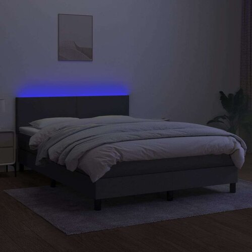  Box spring s madracem LED tamnosivi 140x190 cm tkanina Slike
