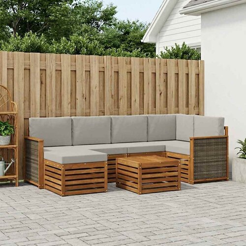  Set vanjskih sofa 6 kom. Prirodna i svjetlosiva Cene
