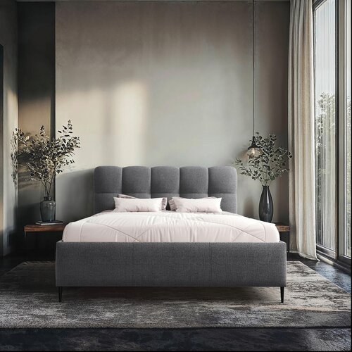 Boxxx OBLAZINJENA POSTELJA 180 cm x 200 cm , tekstil antracit Slike