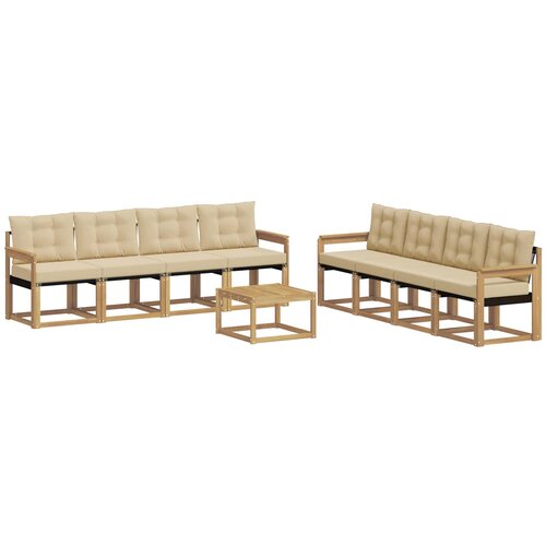 vidaXL Zunanja garnitura za sedenje z blazino 9 pcs Bela in bež, (5000271449) Cene