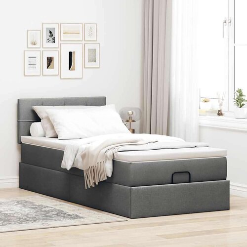 VidaXL Otomanski okvir kreveta s madraca tamnosivi 90x190cm tkanine Slike