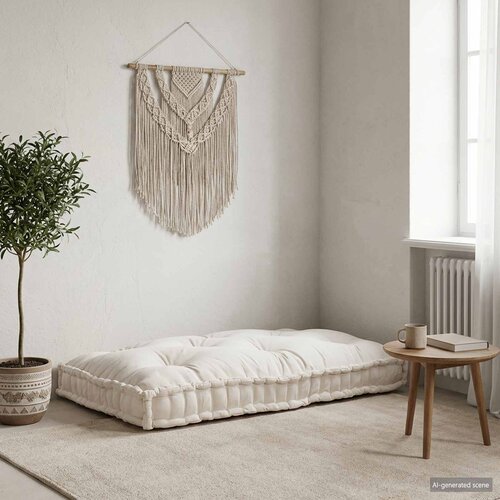  Jastučić za paletni kauč Krem 120 x 80 x 12 cm Tkanina Slike