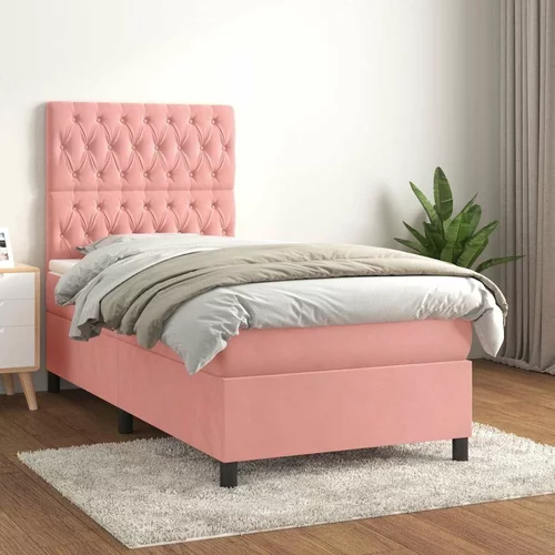 Box spring postelja z vzmetnico roza 80x200 cm žamet, (20892914)
