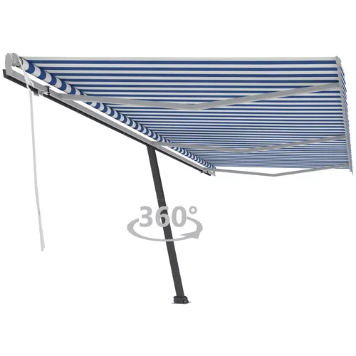 vidaXL Prostostoječa ročno zložljiva tenda 600x350 cm modra/bela