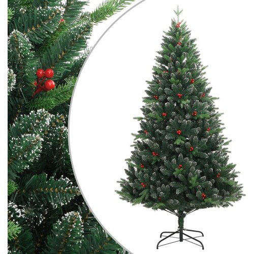 VidaXL Umjetno božićno drvce sa &amp;scaron;arkama i crvenim bobicama 210 cm Slike
