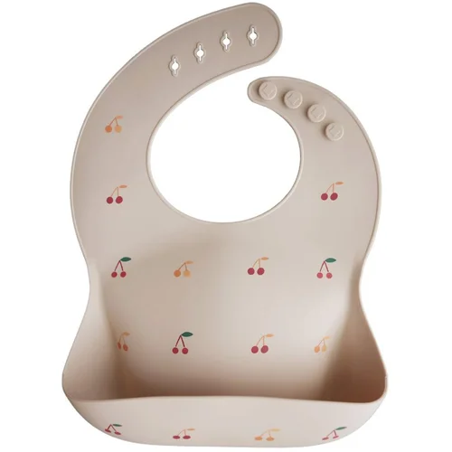 Mushie Silicone Baby Bib slinček Cherries 1 kos