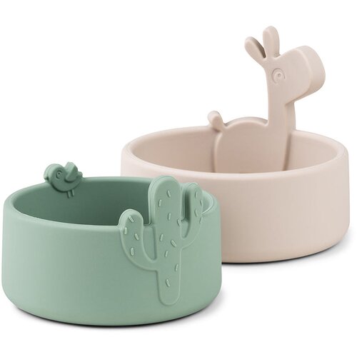 Done By Deer set od 2 silikonske zdjelice lalee sand/green Slike