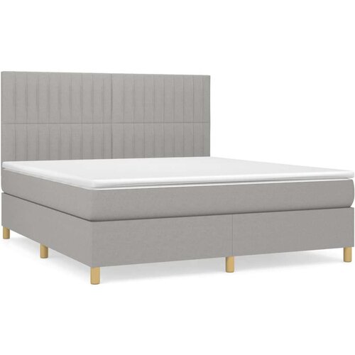  Krevet box spring s madracem svjetlosiva 160x200 cm tkanina Slike
