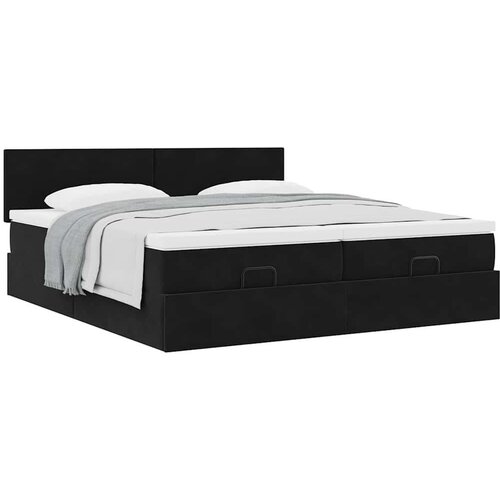 VidaXL otomanski okvir kreveta s madracima crni 200x200cm bar&amp;scaron;unasti Slike