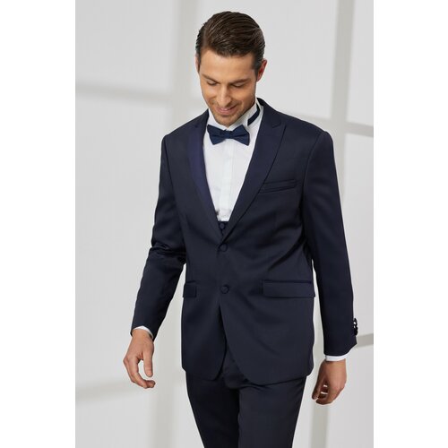 ALTINYILDIZ CLASSICS Men's Navy Blue Slim Fit Slim Fit Swallowtail Collar Dobby Vest Tuxedo Suit Cene