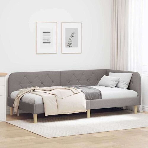 vidaXL Kotna postelja z vzglavjem Taupe 90 x 200 cm blago Cene