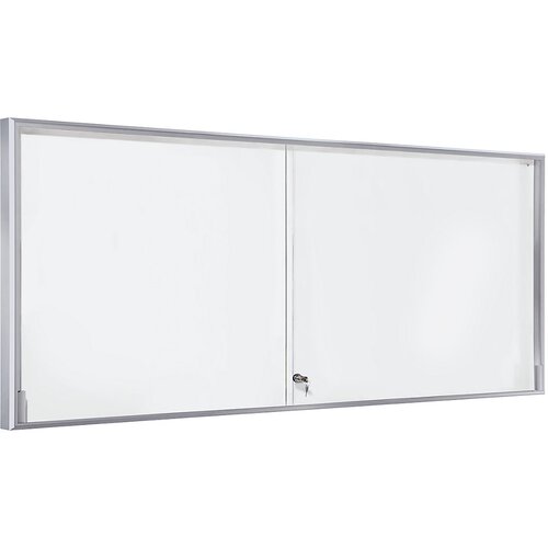 eurokraft pro Vitrina, aluminijast okvir, drsna vrata, 27 x DIN A4, ŠxVxG 1970 x 970 x 50 mm, oglat okvir Cene