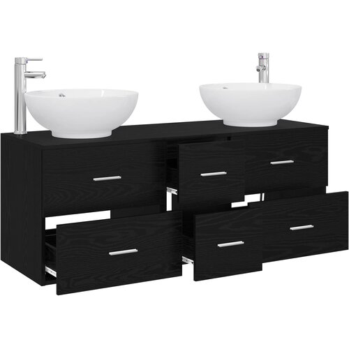  Set namje&amp;scaron;taja za kupaonicu 3 kom. Crna 49,5 x 44,5 x 65 cm Slike