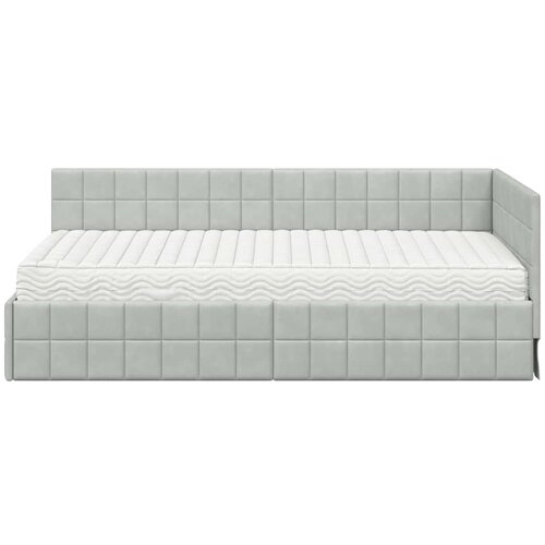  Kutni krevetni okvir s madracem 2 kom. Svjetlosiva 100 x 200 cm Slike