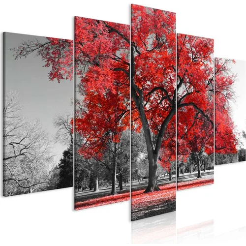  Slika - Autumn in the Park (5 Parts) Wide Red 100x50