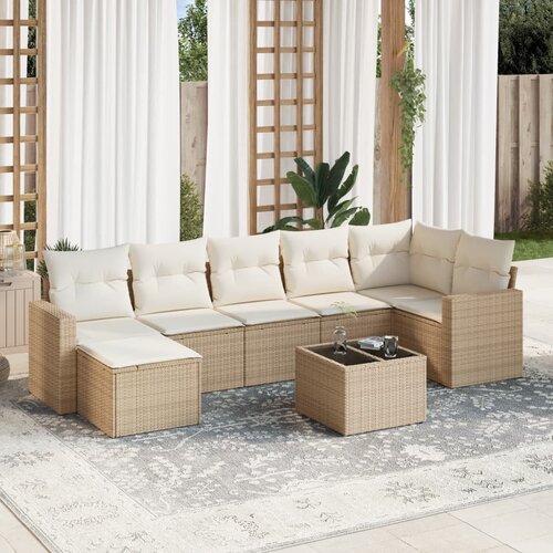 vidaXL 8-dijelni set vrtnih sofa od poliratana s jastucima bež Cene