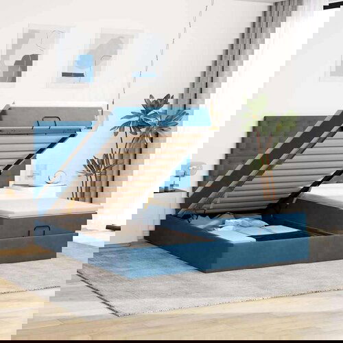  Okvir kreveta s madracima tamnoplavi 160x200cm bar&amp;scaron;unasti Slike